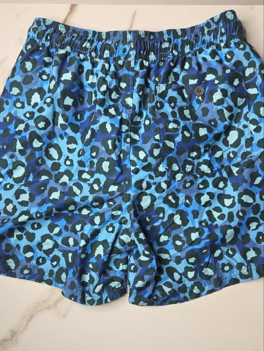 Men's Navy Patterned Quick-Dry Swim Trunks with Drawstring Waist (2pck)